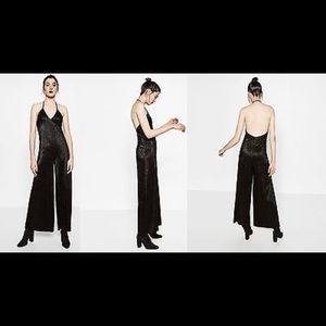 ZARA Black  Halterneck Low Open Back Jumpsuit